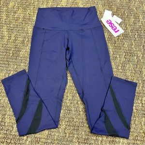 Rese Womens Stretch High-Rise Waist Mesh Skinny H.W. Harper Leggings Blue Medium